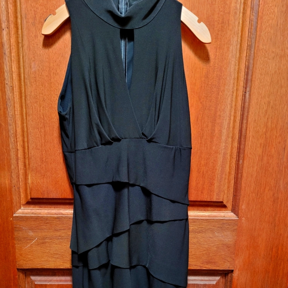 White House Black Market black long sleeve dress with ruffle pleats